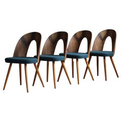 Set of 4 Midcentury Walnut Dining Chairs by A. Šuman, KVADRAT Reupholstery