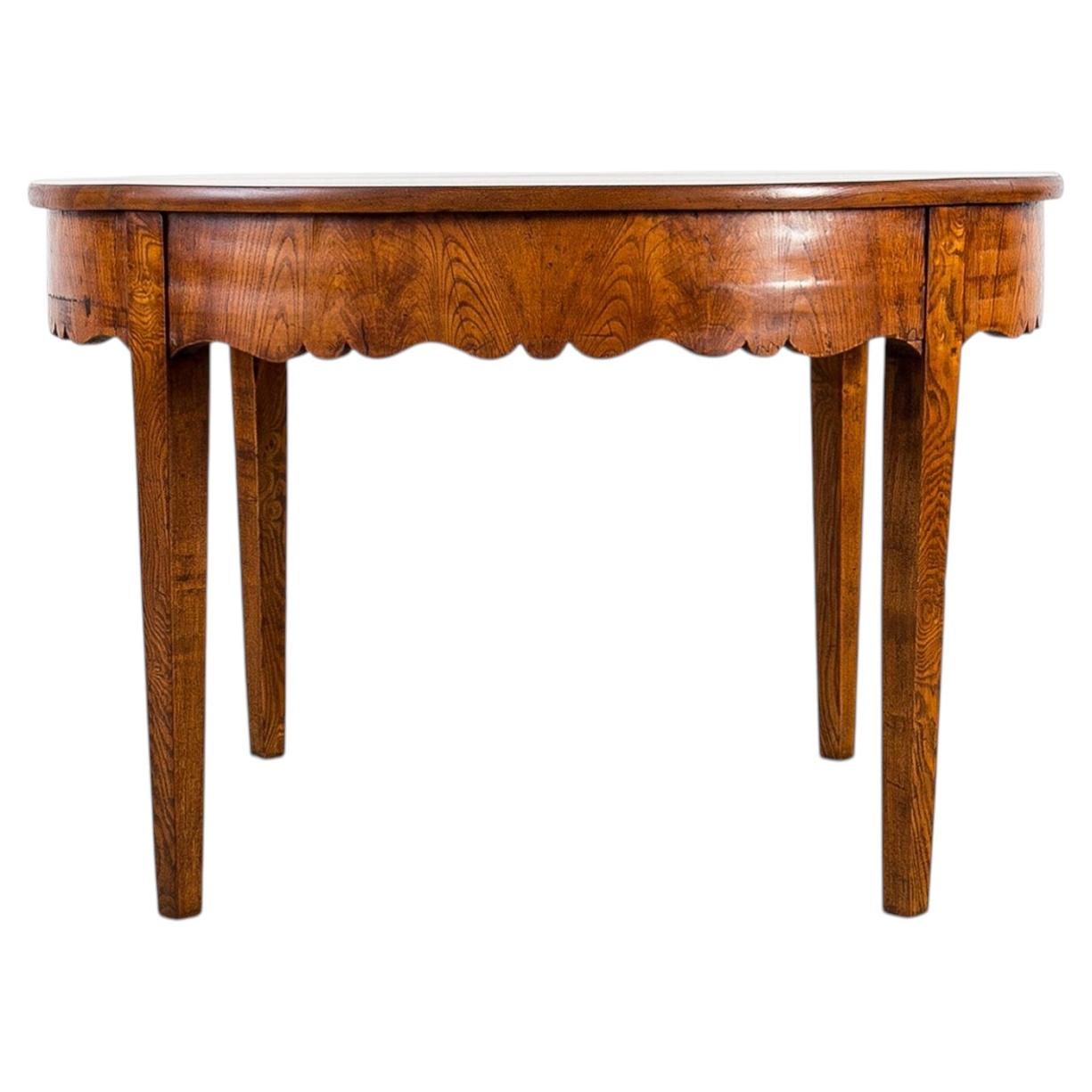 Rare Biedermeier Elm Dining Table, Central Europe, Early 19th Century