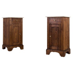 Coppia di comodini in frassino in stile Art Nouveau, con piani in marmo, Germania, 1910 circa