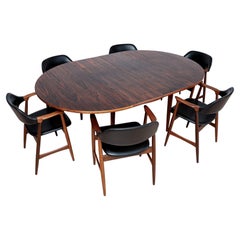 Mid Century Dining Set, 6 Carlton Chairs by Låte Møbelfabrikk & Extendable Table