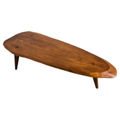 Brutalist Solid Oak Slab Coffee Table, Central Europe, 1960s–1970s