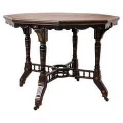 Victorian Ebonized Octagonal Center Table by C. Hindley & Sons, London, 19th C.