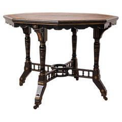 Victorian Ebonized Octagonal Center Table by C. Hindley & Sons, London, 19th C.