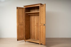 Antique Late 19th Century German Pine Wardrobe with Hanging Rail and Shelf