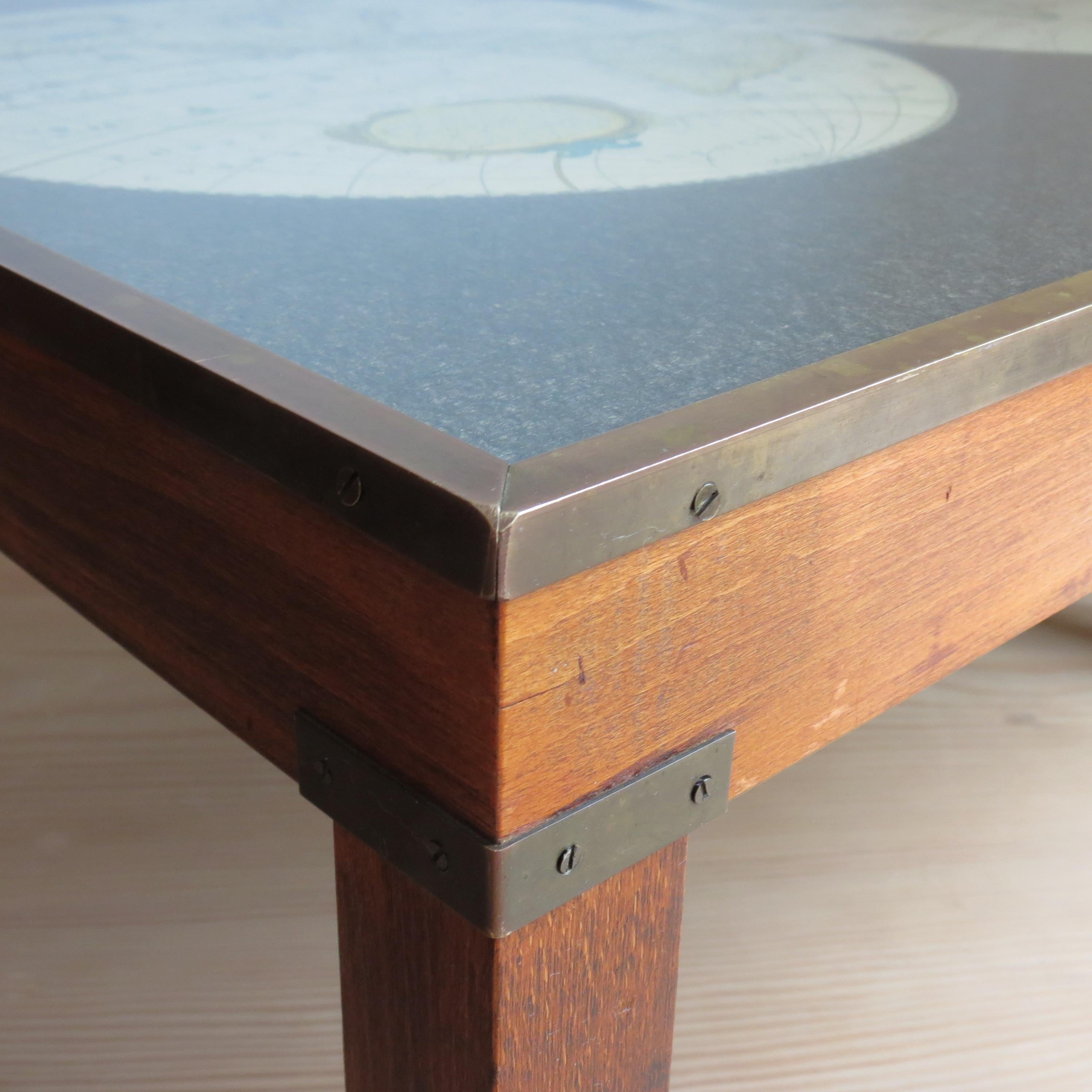 Acrylic 1970s Maison Jansen Campaign Style Coffee Table World Atlas Map For Sale