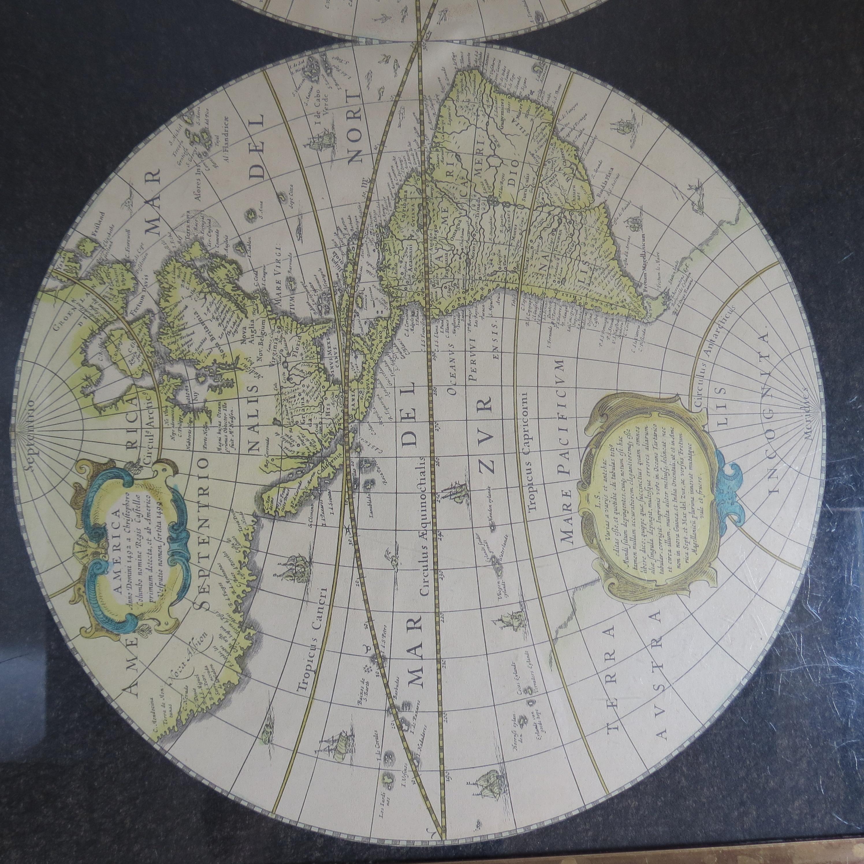 1970s Maison Jansen Campaign Style Coffee Table World Atlas Map For Sale 6