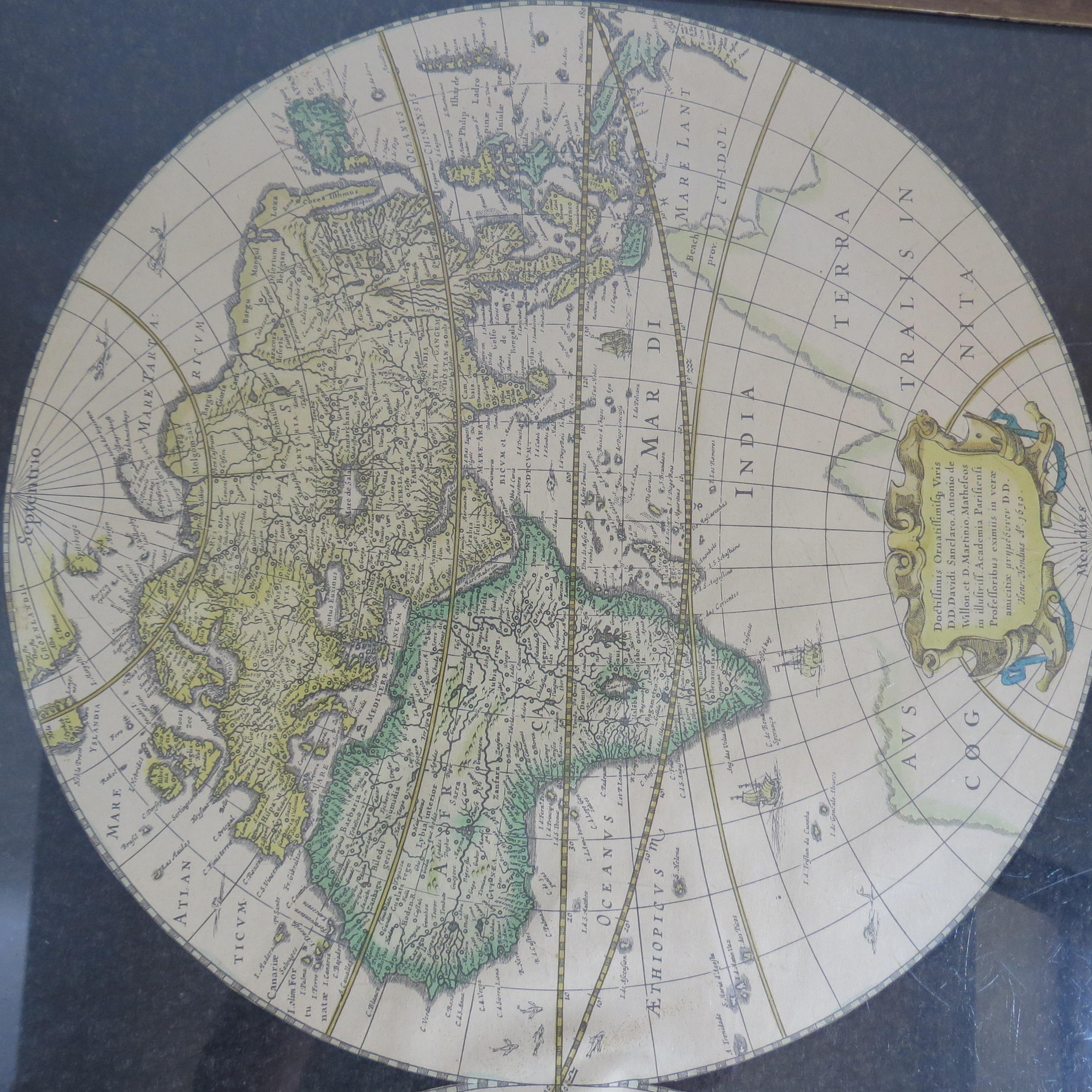 1970s Maison Jansen Campaign Style Coffee Table World Atlas Map For Sale 7