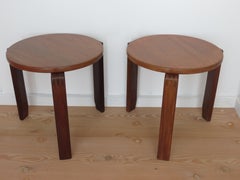 Pair of Mid Century Afrormosia Round Stacking Side Tables