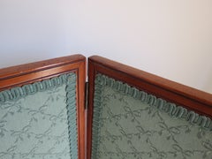 Antique Victorian Upholstered Two Panel Screen Room Divider Privacy Screen 1880