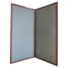 Antique Victorian Upholstered Two Panel Screen Room Divider Privacy Screen 1880