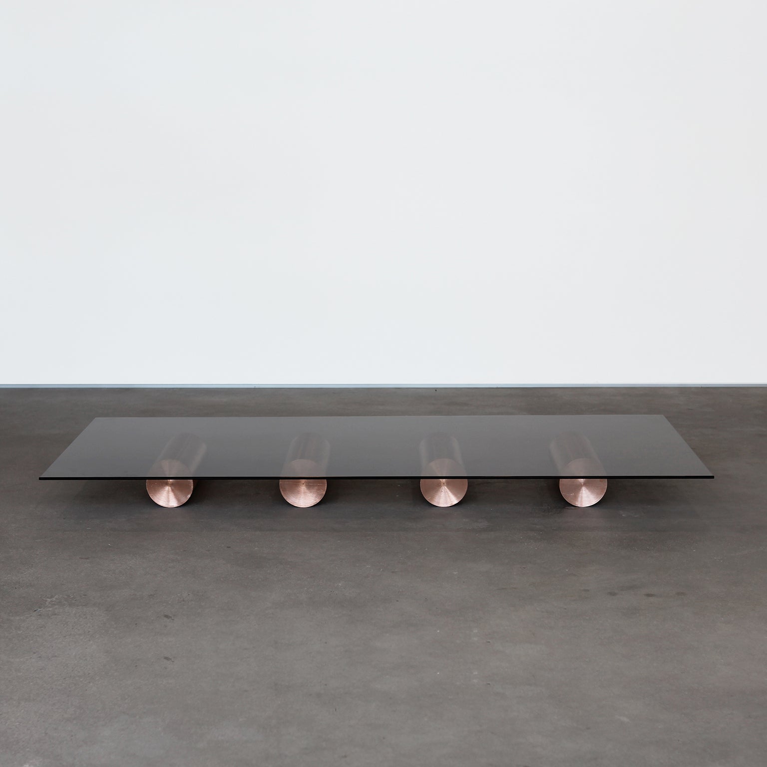 21St Century Minimalist Solid Copper And Glass, Low Coffee Table 21St Century Minimalist Solid Copper And Glass, Low Coffee Table