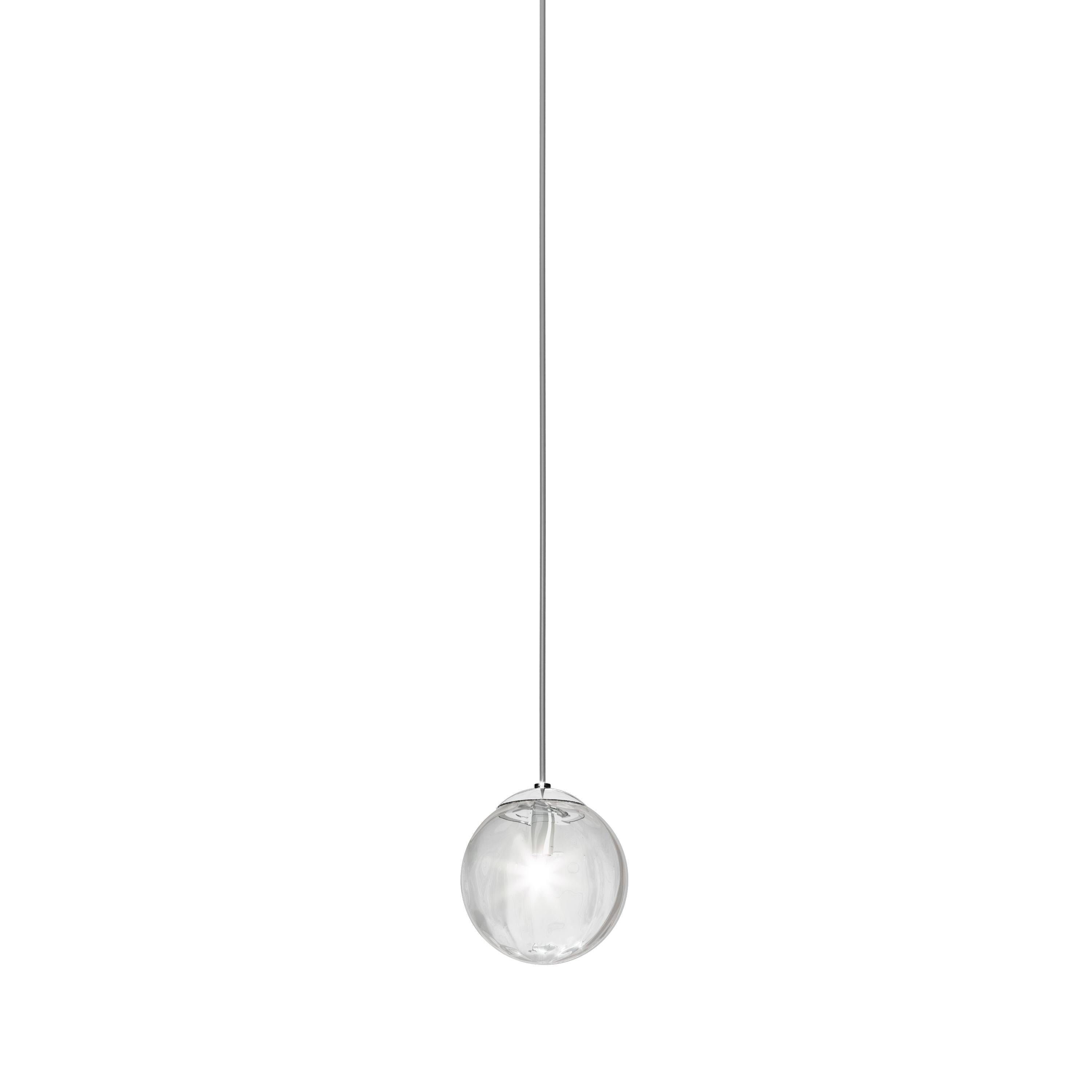 En vente : Clear (Transparent Crystal) Vistosi Puppet lampe à suspension simple en verre de Murano soufflé 2