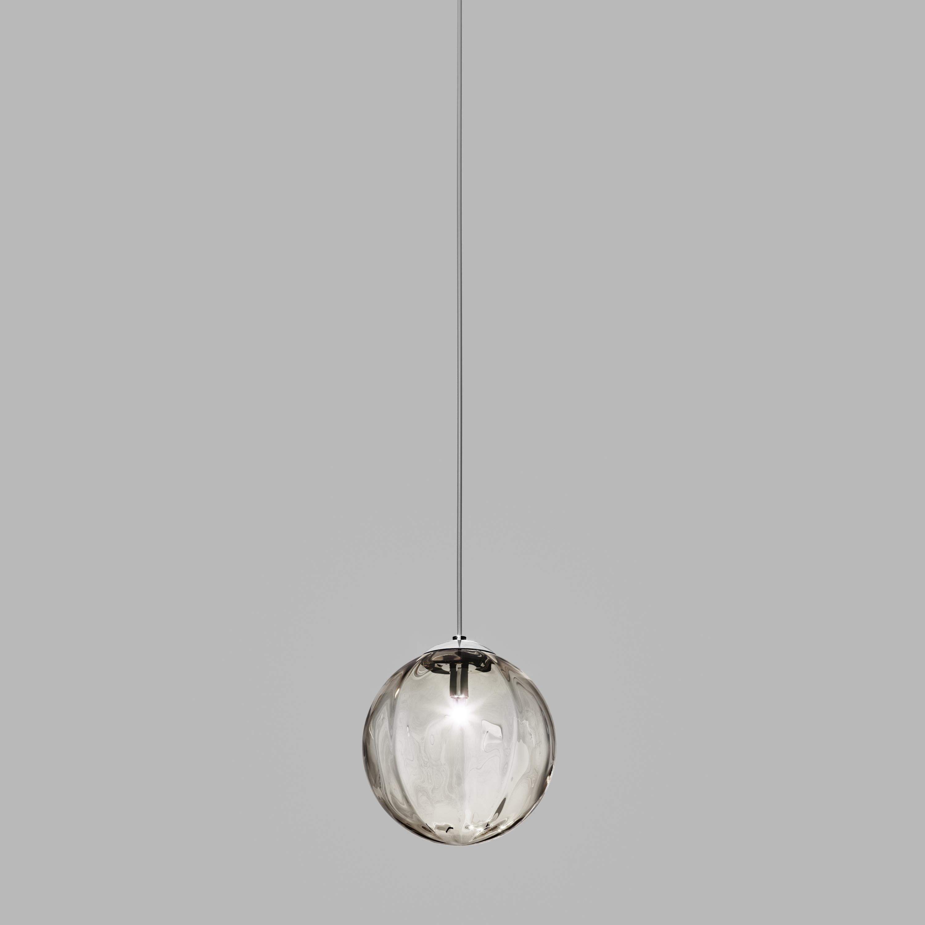 For Sale: Gray (Smoky and Transparent) Vistosi Puppet Single Suspension Light Blown Murano Glass