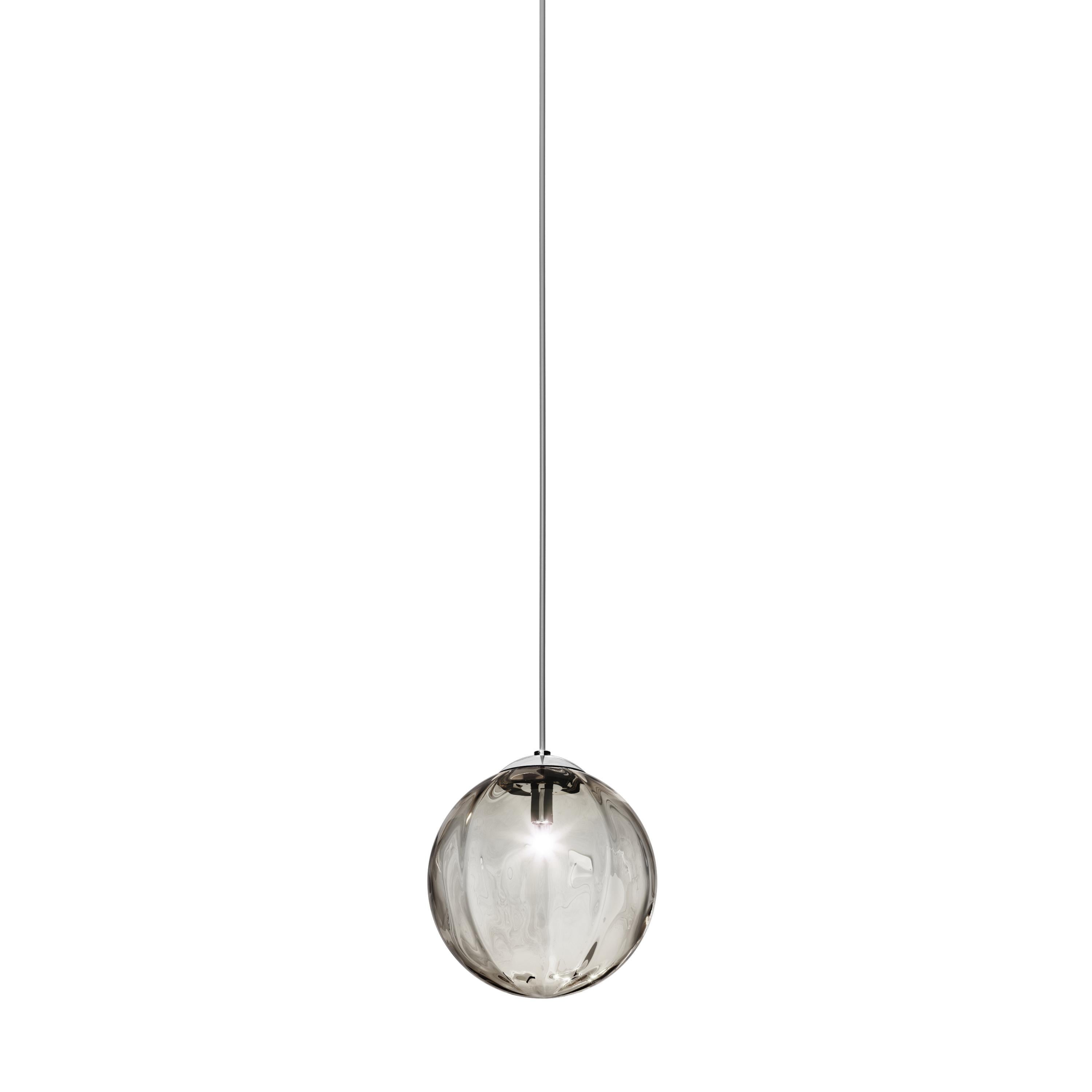 En vente : Gray (Smoky and Transparent) Vistosi Puppet lampe à suspension simple en verre de Murano soufflé 2