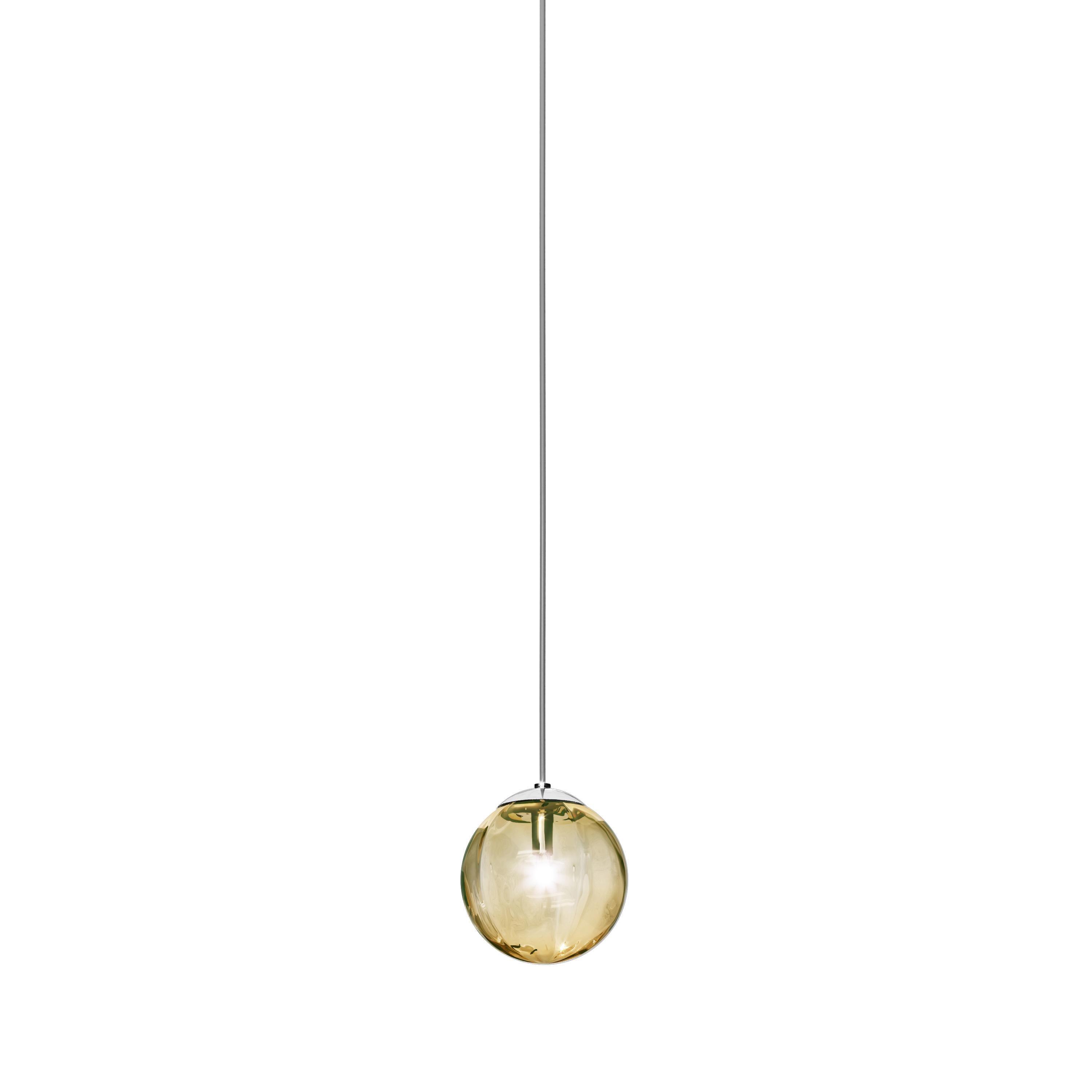 For Sale: Yellow (Amber and Transparent) Vistosi Puppet Single Suspension Light Blown Murano Glass 2