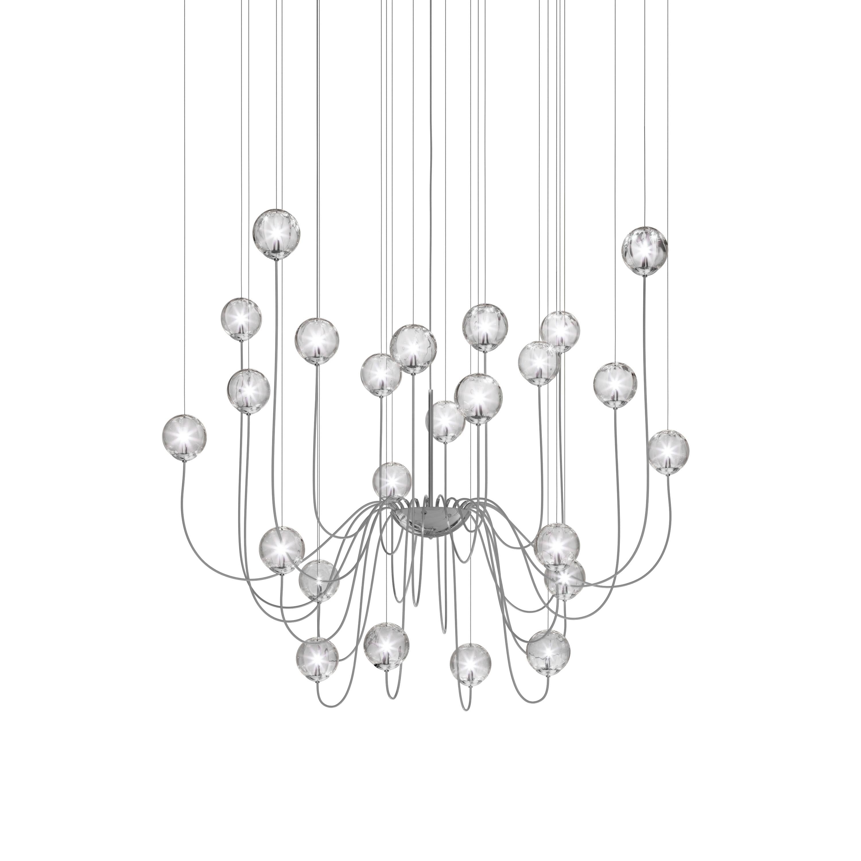 For Sale: Clear (Transparent Crystal) Vistosi Puppet Multi Suspension Light Blown Murano Glass