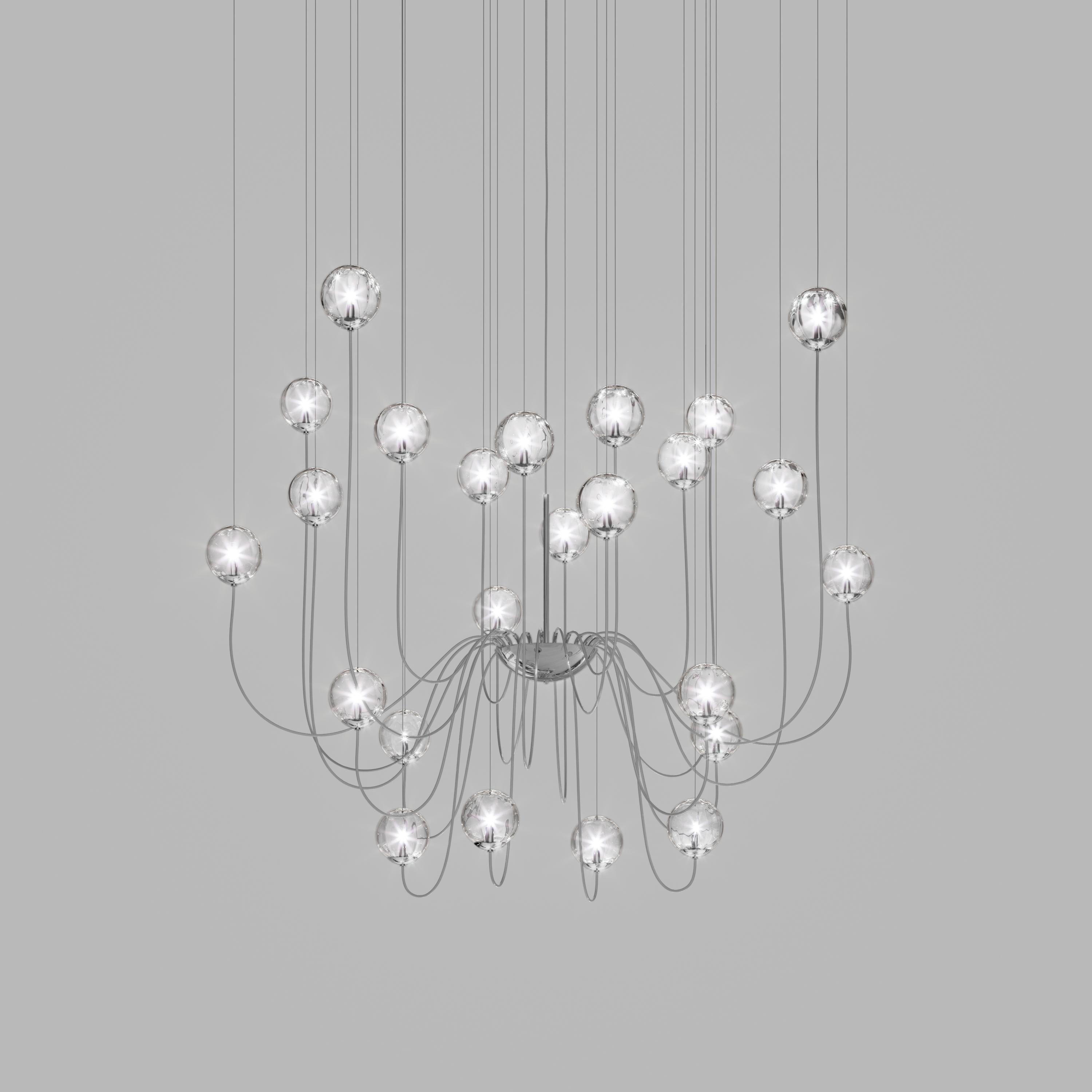 For Sale: Clear (Transparent Crystal) Vistosi Puppet Multi Suspension Light Blown Murano Glass 2