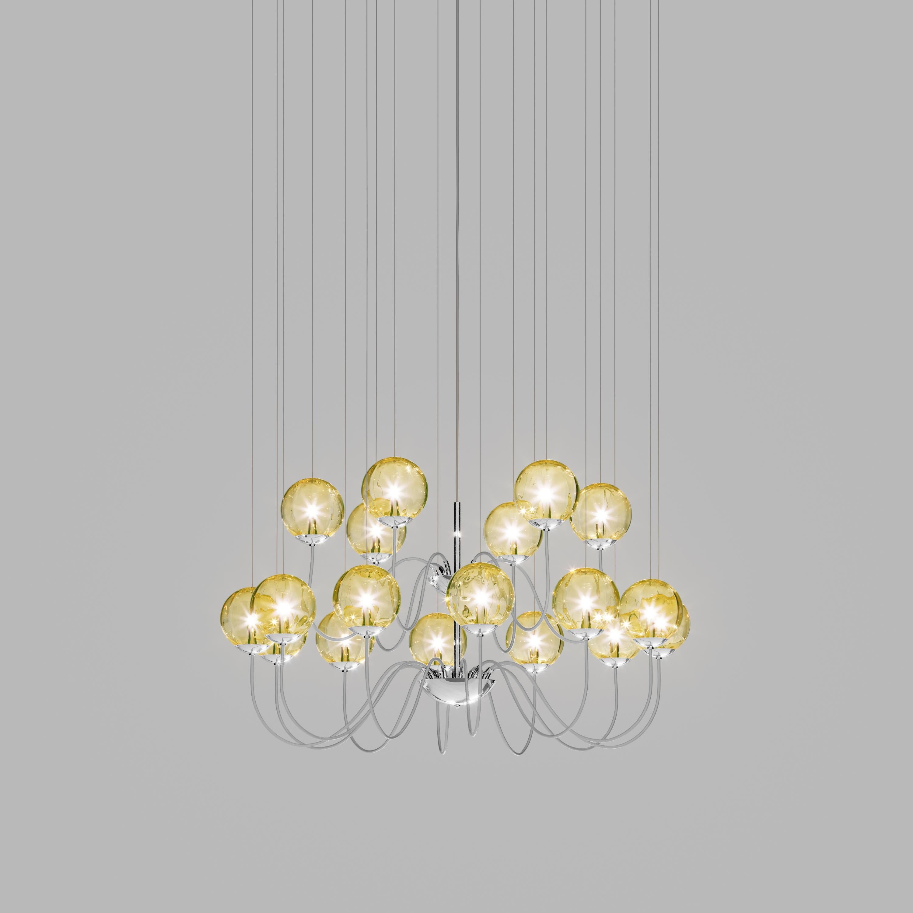 For Sale: Yellow (Amber and Transparent) Vistosi Puppet Multi Suspension Light Murano Blown Glass 2