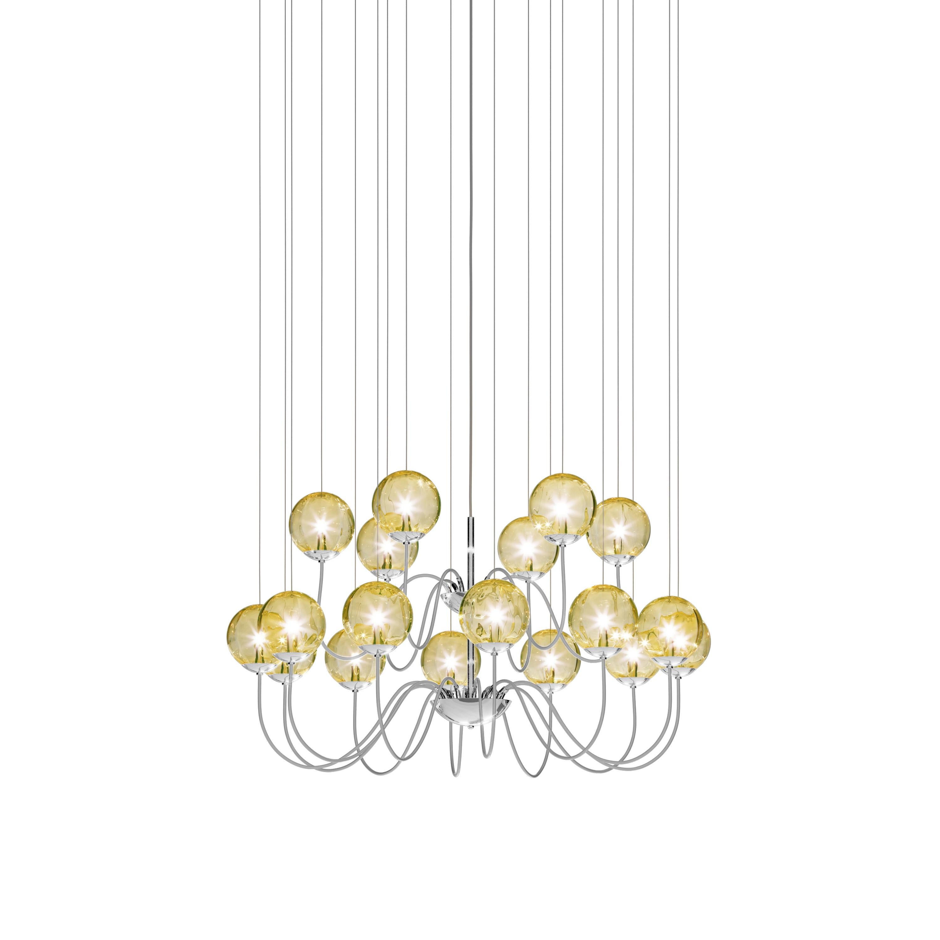 For Sale: Yellow (Amber and Transparent) Vistosi Puppet Multi Suspension Light Murano Blown Glass 3