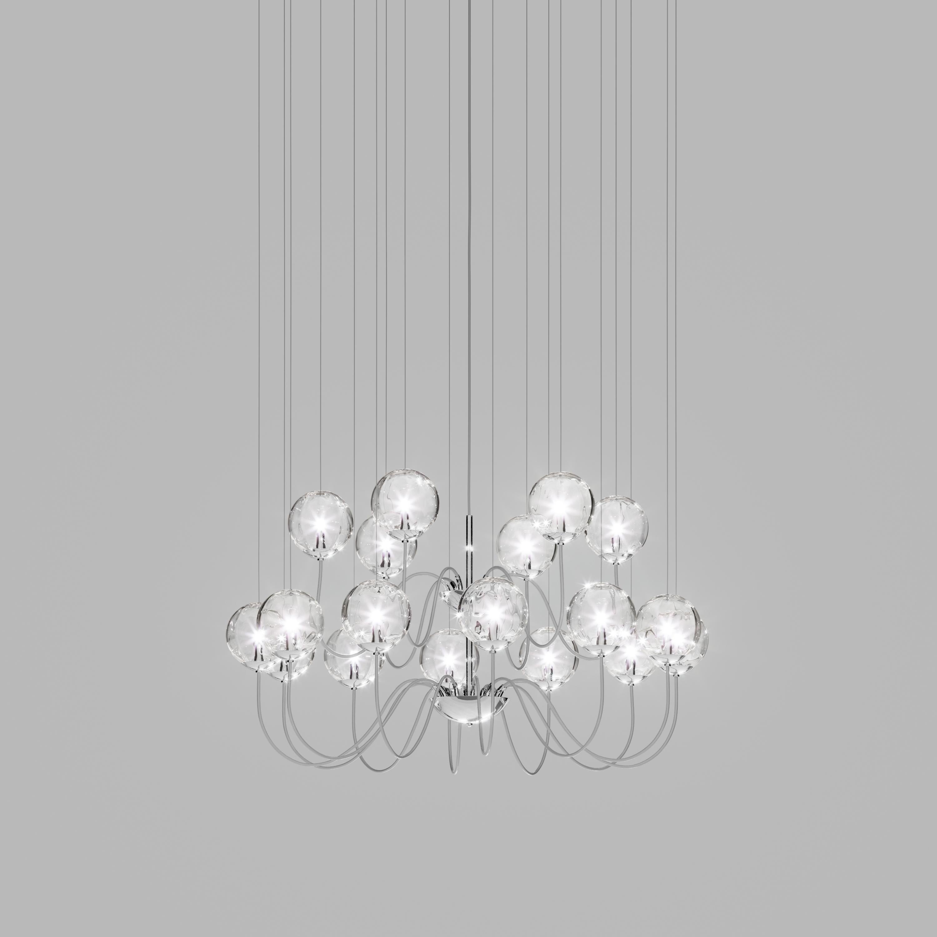 For Sale: Clear (Transparent Crystal) Vistosi Puppet Multi Suspension Light Murano Blown Glass