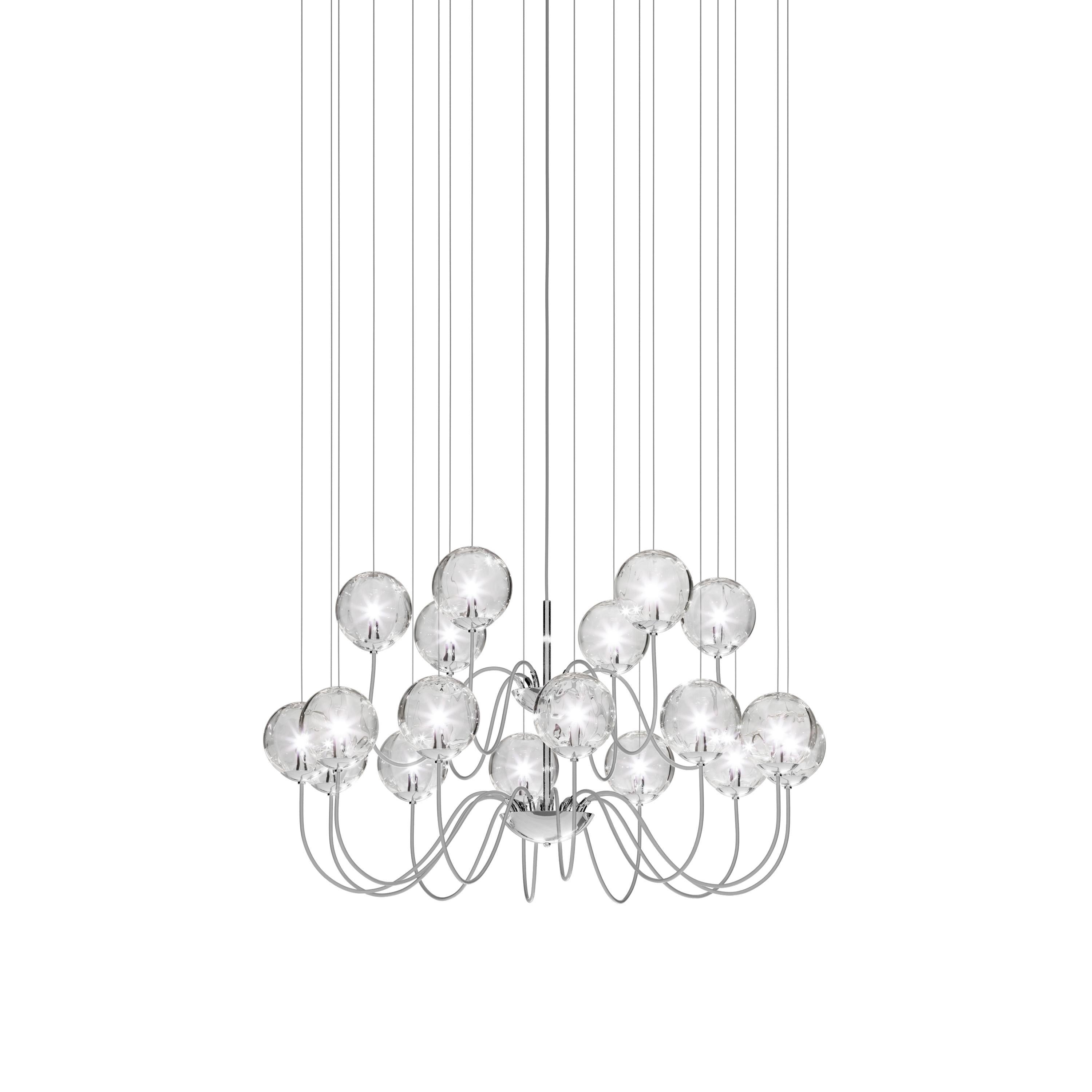 For Sale: Clear (Transparent Crystal) Vistosi Puppet Multi Suspension Light Murano Blown Glass 2