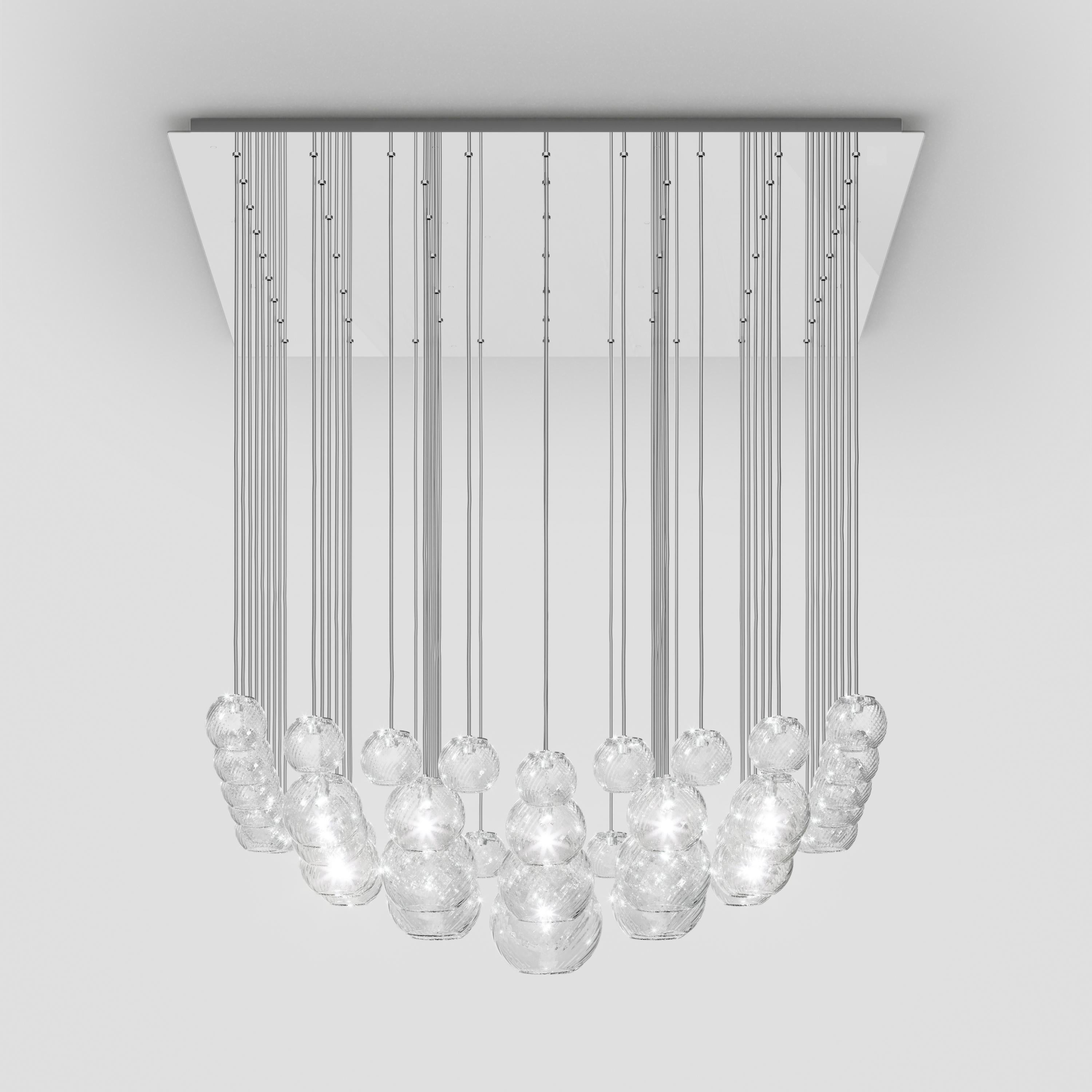 En vente : Clear (Crystal and Stripped Glass) Vistosi Oto SP SUR Suspension de Pio e Tito Toso 3