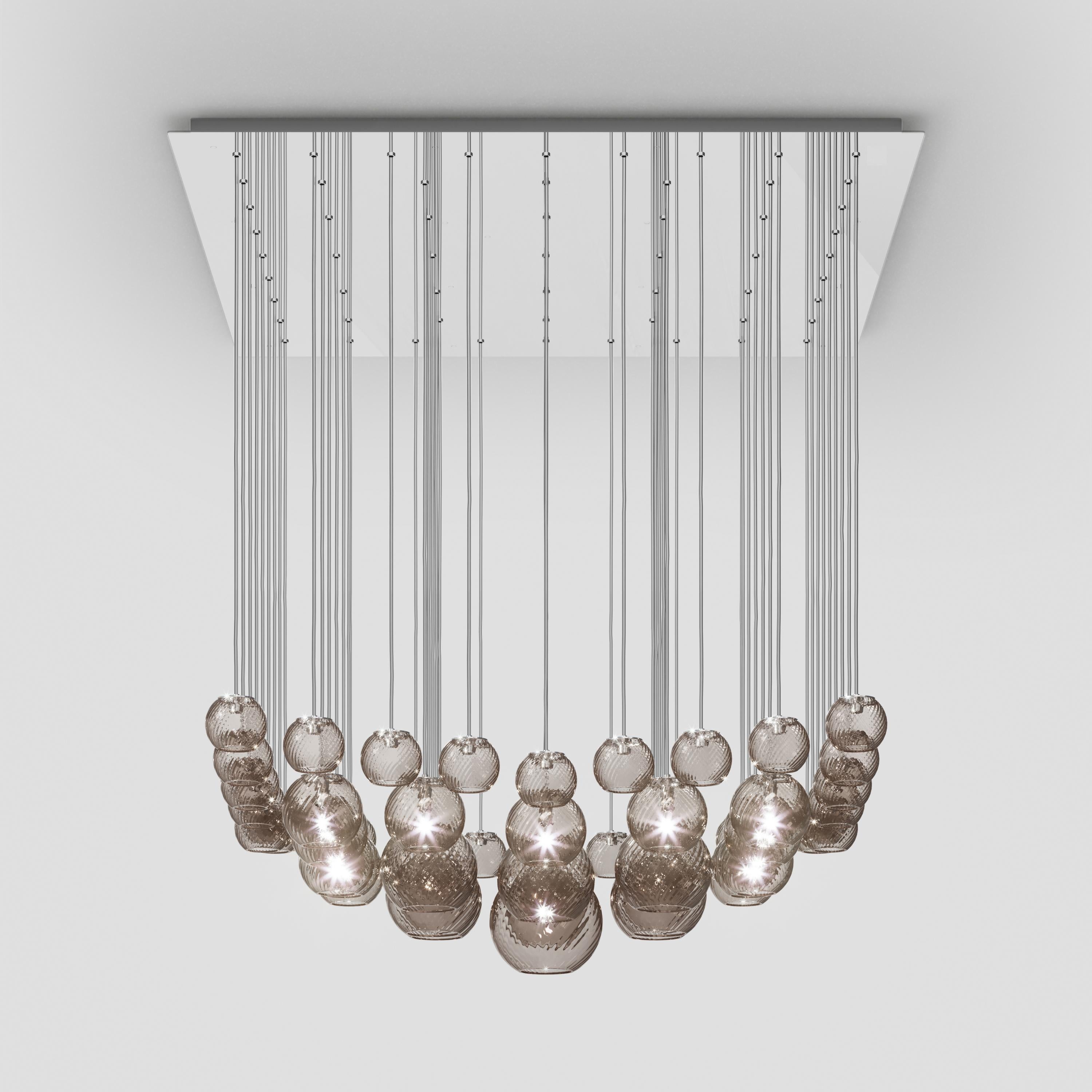 En vente : Gray (Smoky and Stripped Glass) Vistosi Oto SP SUR Suspension de Pio e Tito Toso