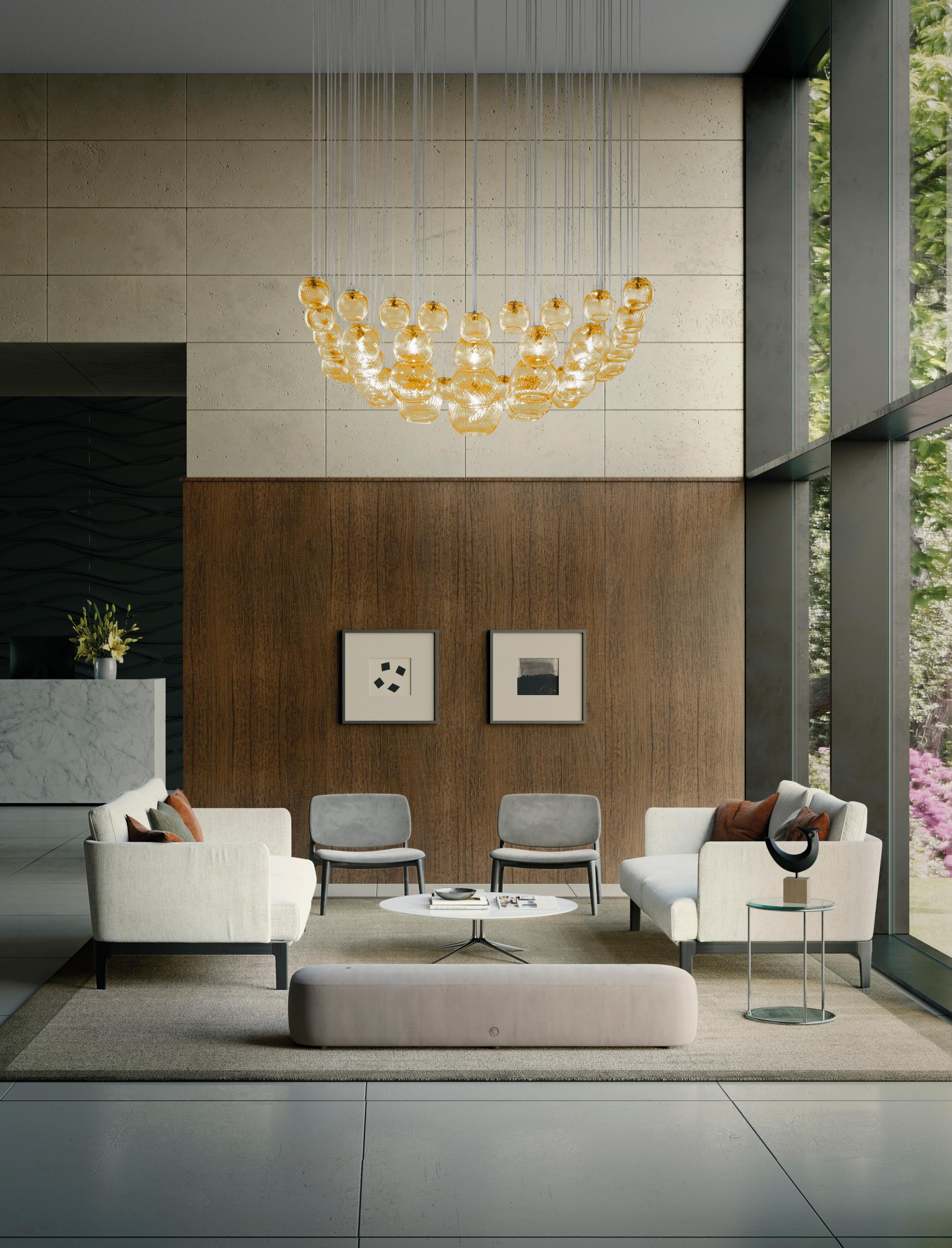 En vente : Gray (Smoky and Stripped Glass) Vistosi Oto SP SUR Suspension de Pio e Tito Toso 3