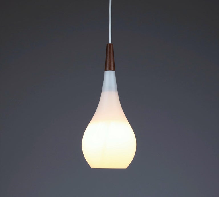 1960s Teak and Opaline Glass 