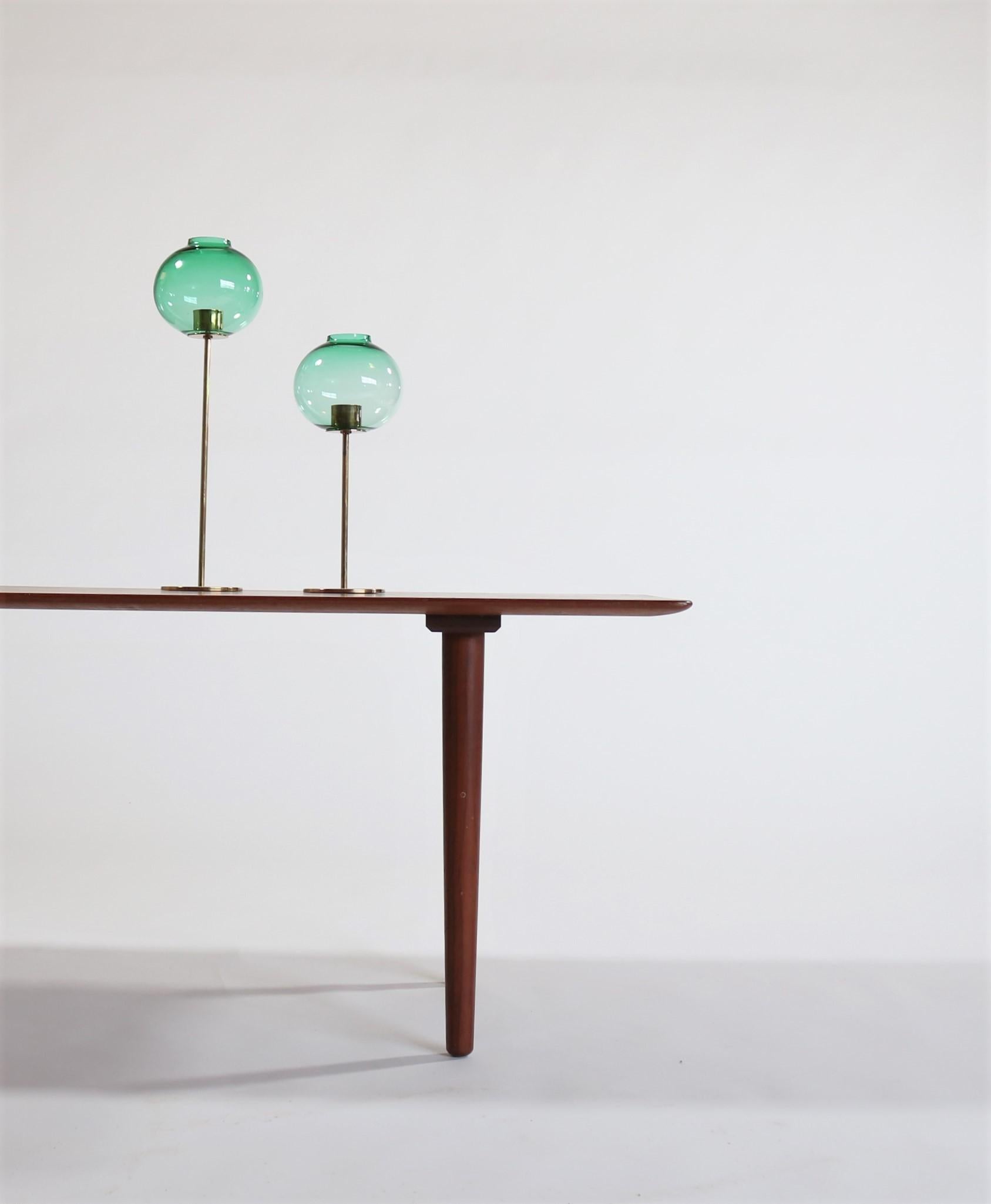 Hans Agne Jakobsson Scandinavian Modern Brass and Glass Candlesticks, 1960s 2