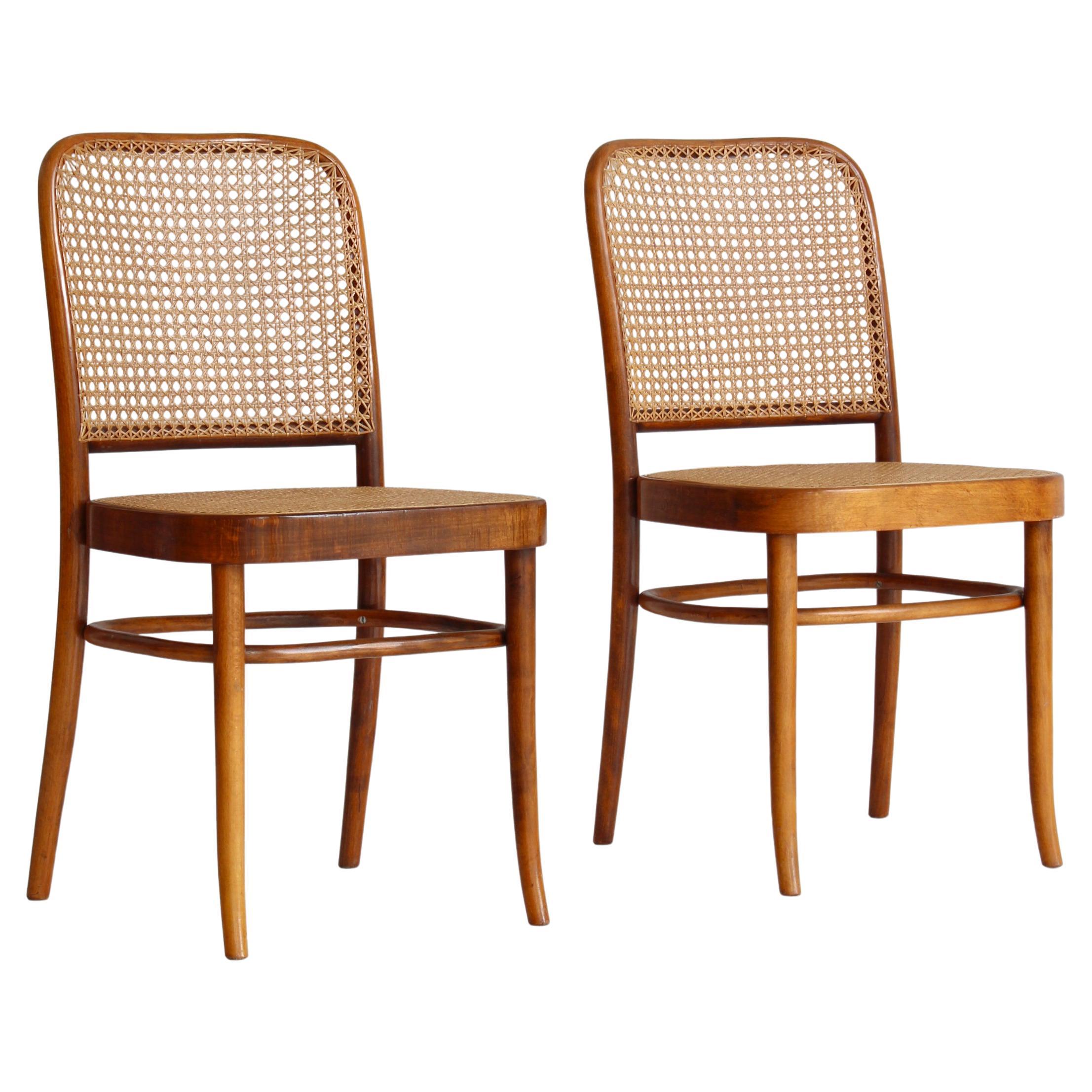 Fritz Hansen Thonet 811 Chair by Josef Hoffmann in Bentwood and Cane, 1930s