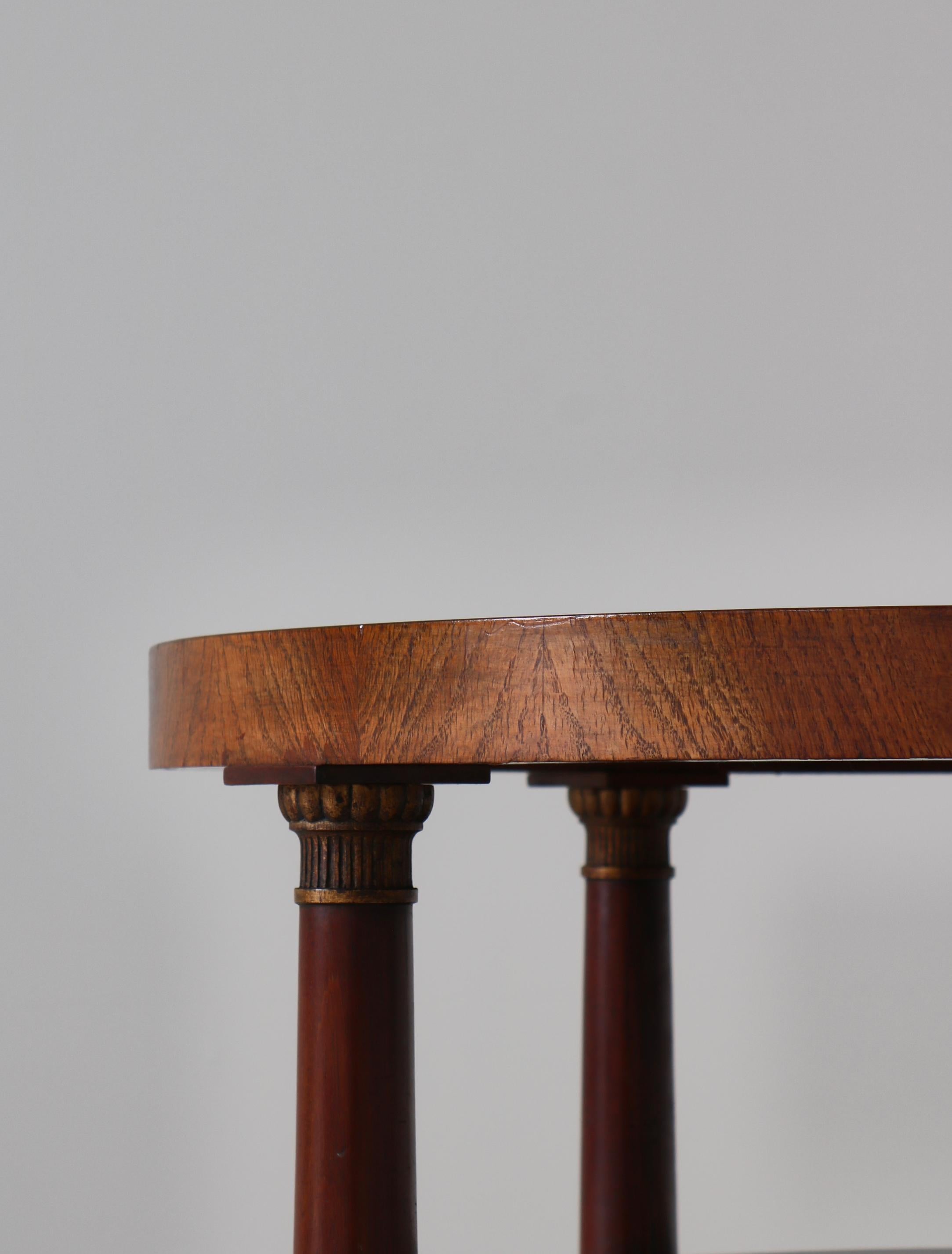 1930s Swedish Grace Occasional Table in Burl Wood Dark Stained, Art Deco For Sale 1