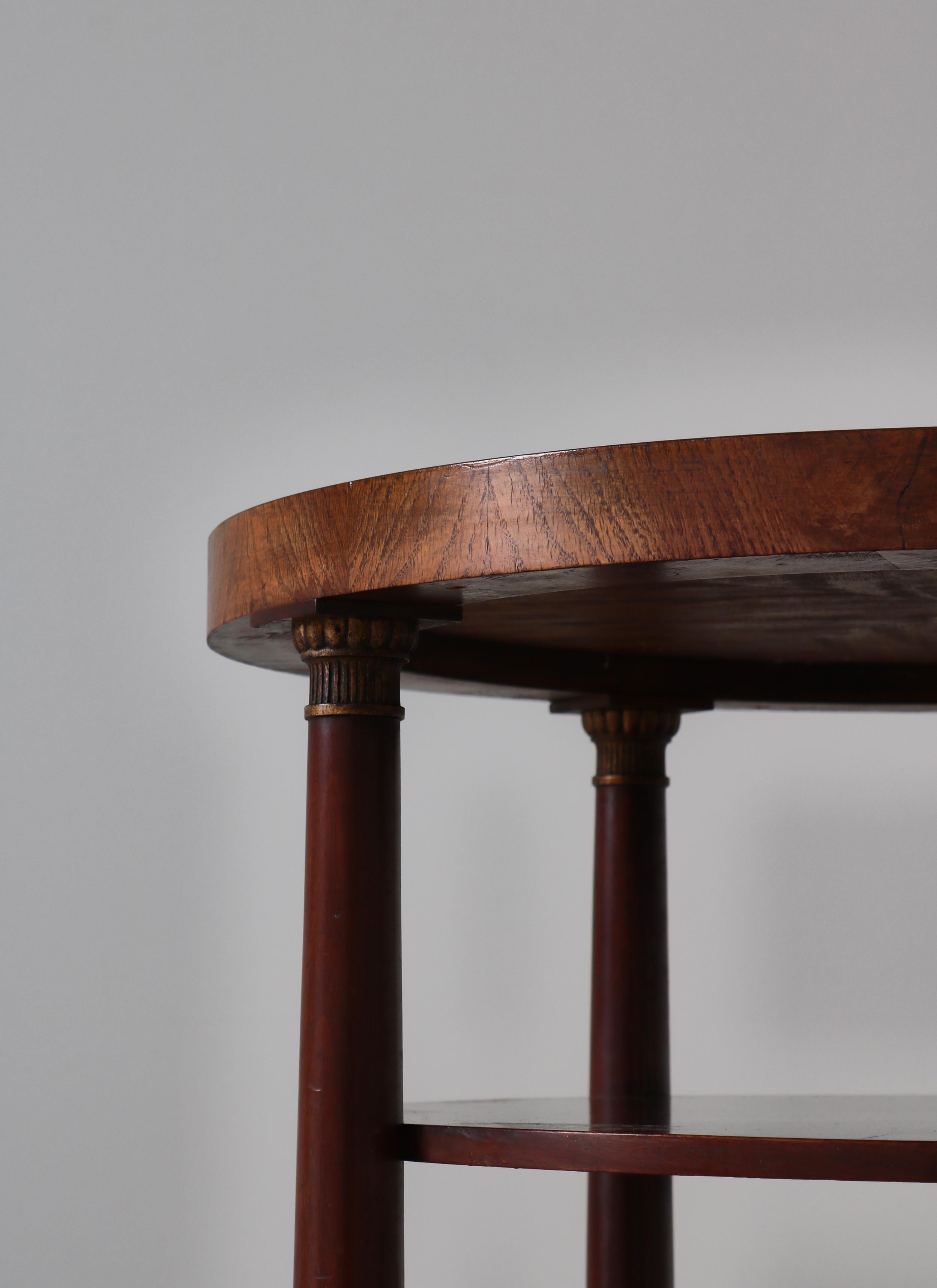1930s Swedish Grace Occasional Table in Burl Wood Dark Stained, Art Deco For Sale 4