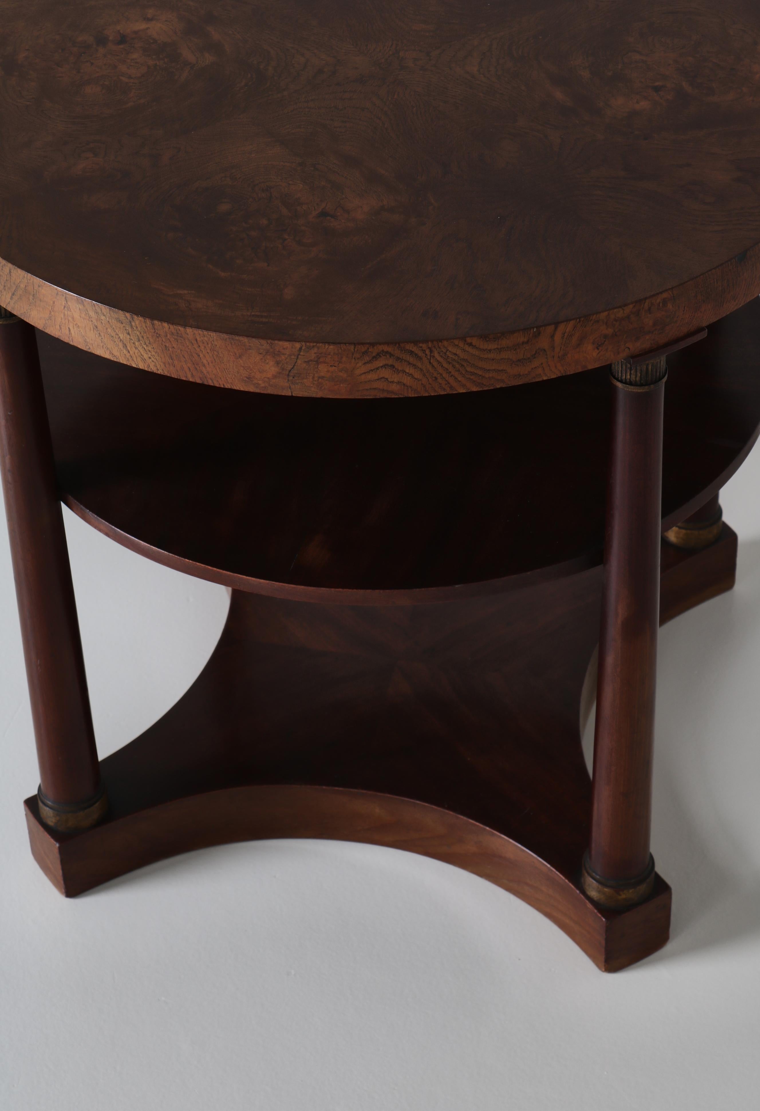 1930s Swedish Grace Occasional Table in Burl Wood Dark Stained, Art Deco For Sale 2