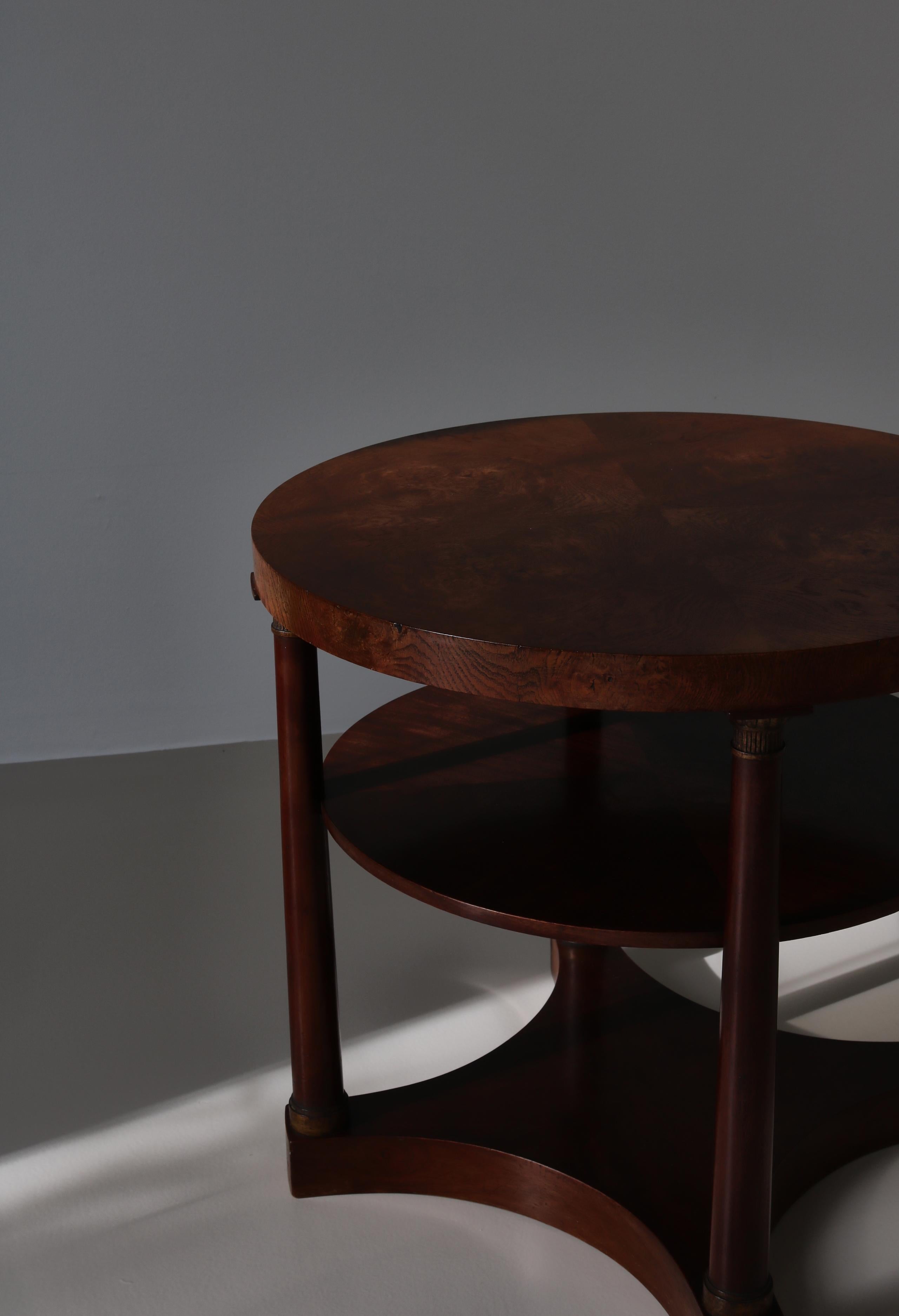 1930s Swedish Grace Occasional Table in Burl Wood Dark Stained, Art Deco For Sale 10