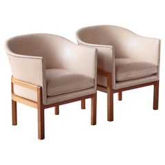 Dänische moderne Mogens Koch-Loungesessel „MK 51“ aus Mahagoni und Leder, 1950er Jahre
