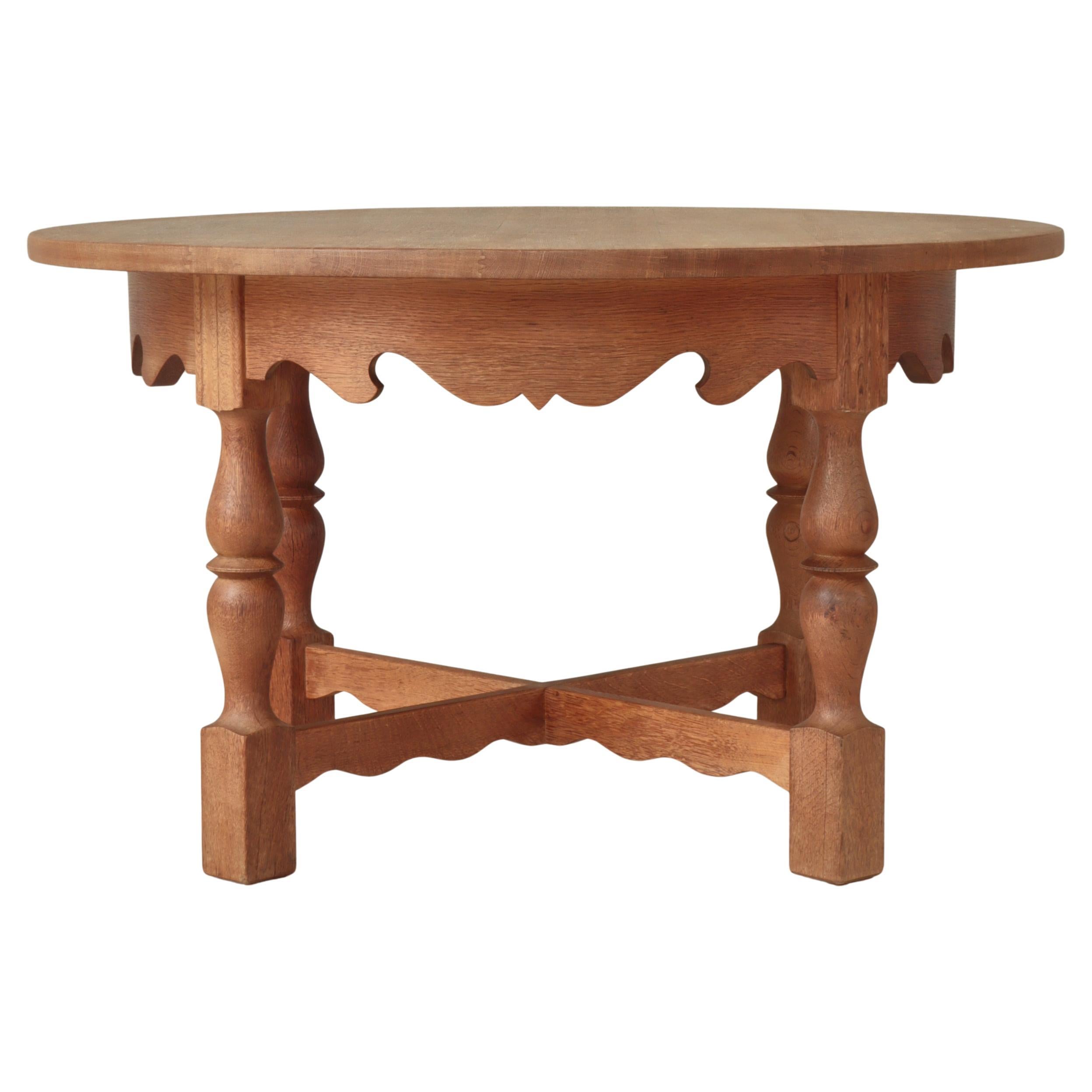 Round Side Table in Quartersawn Oak by Henry Kjærnulf, 1960s, Denmark For Sale