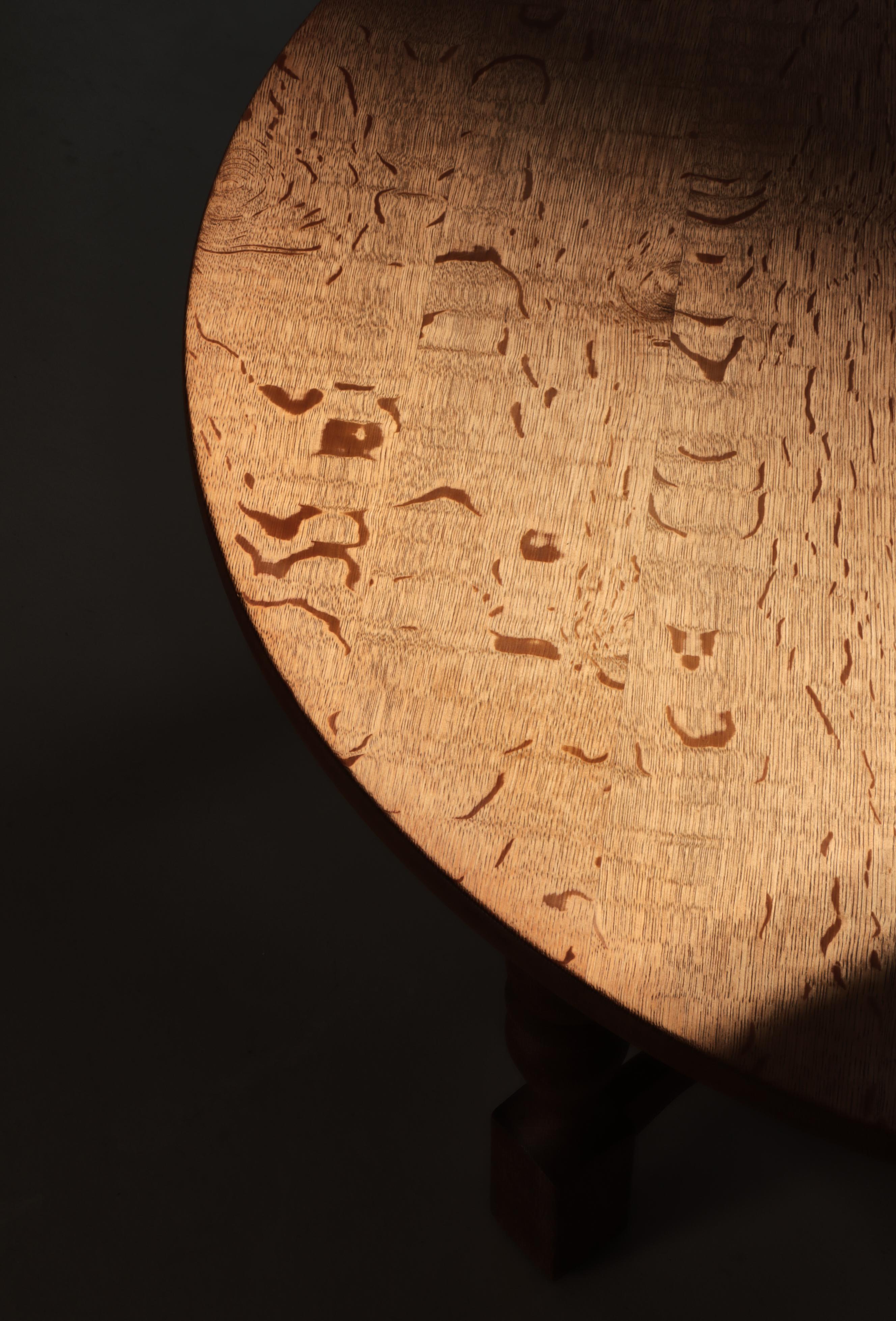 Round Side Table in Quartersawn Oak by Henry Kjærnulf, 1960s, Denmark For Sale 9