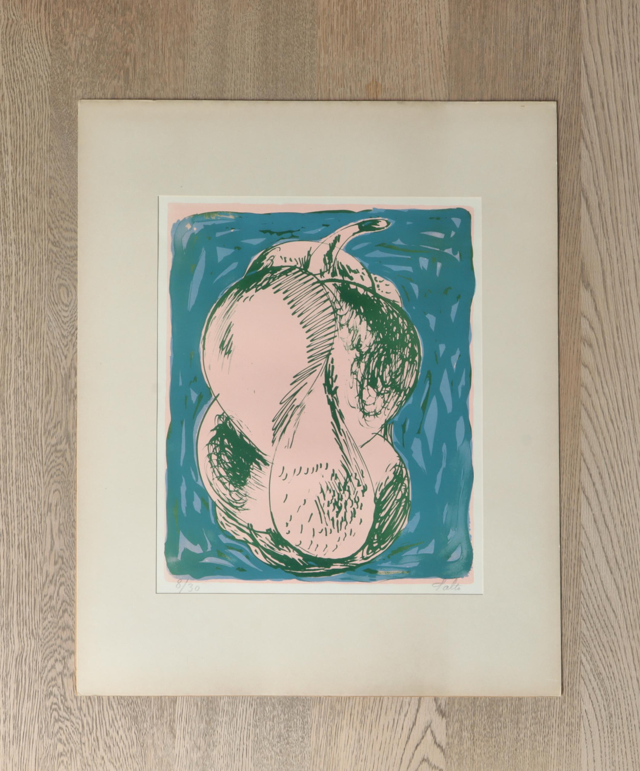 Paper Axel Salto Unique Handmade Lithographic Prints of Vase & Bowls, 1940s, Denmark For Sale
