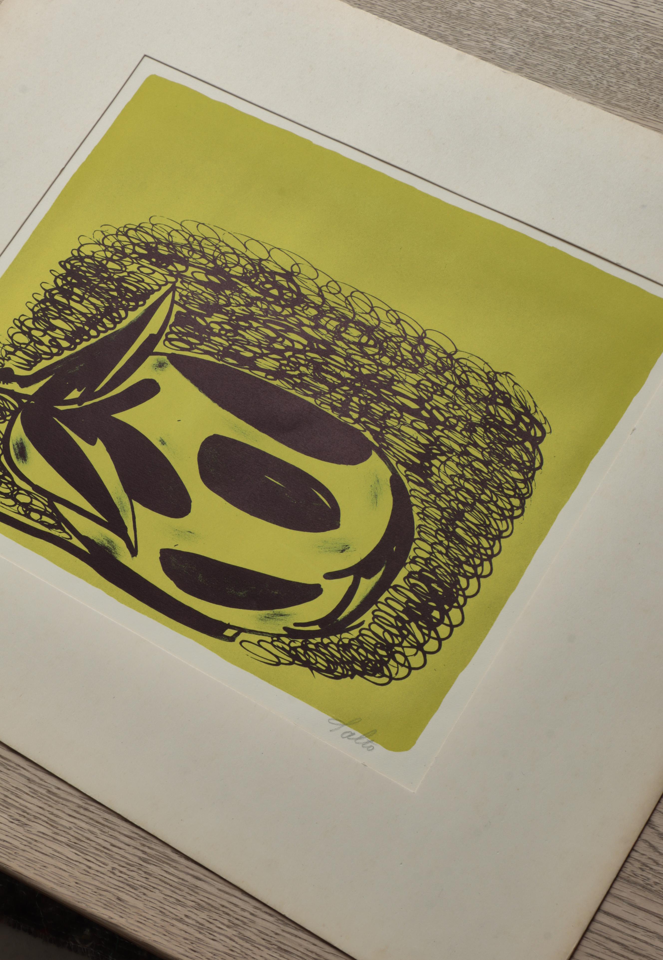 Axel Salto Unique Handmade Lithographic Prints of Vase & Bowls, 1940s, Denmark For Sale 3