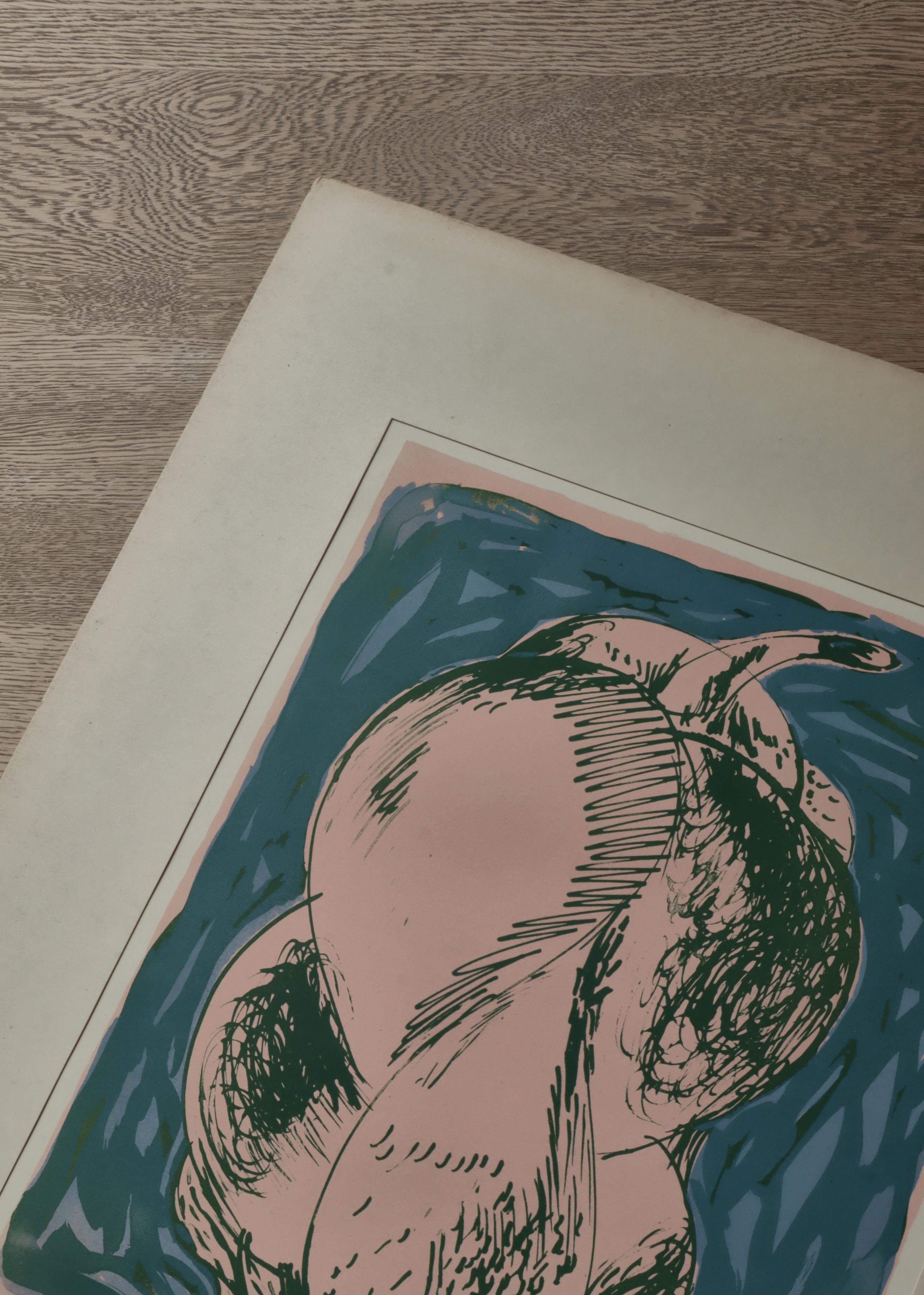 Axel Salto Unique Handmade Lithographic Prints of Vase & Bowls, 1940s, Denmark For Sale 2