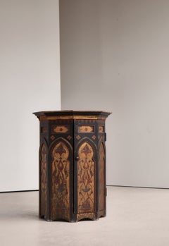 Scandinavian Antique Column Cabinet with Hand Painted Decor