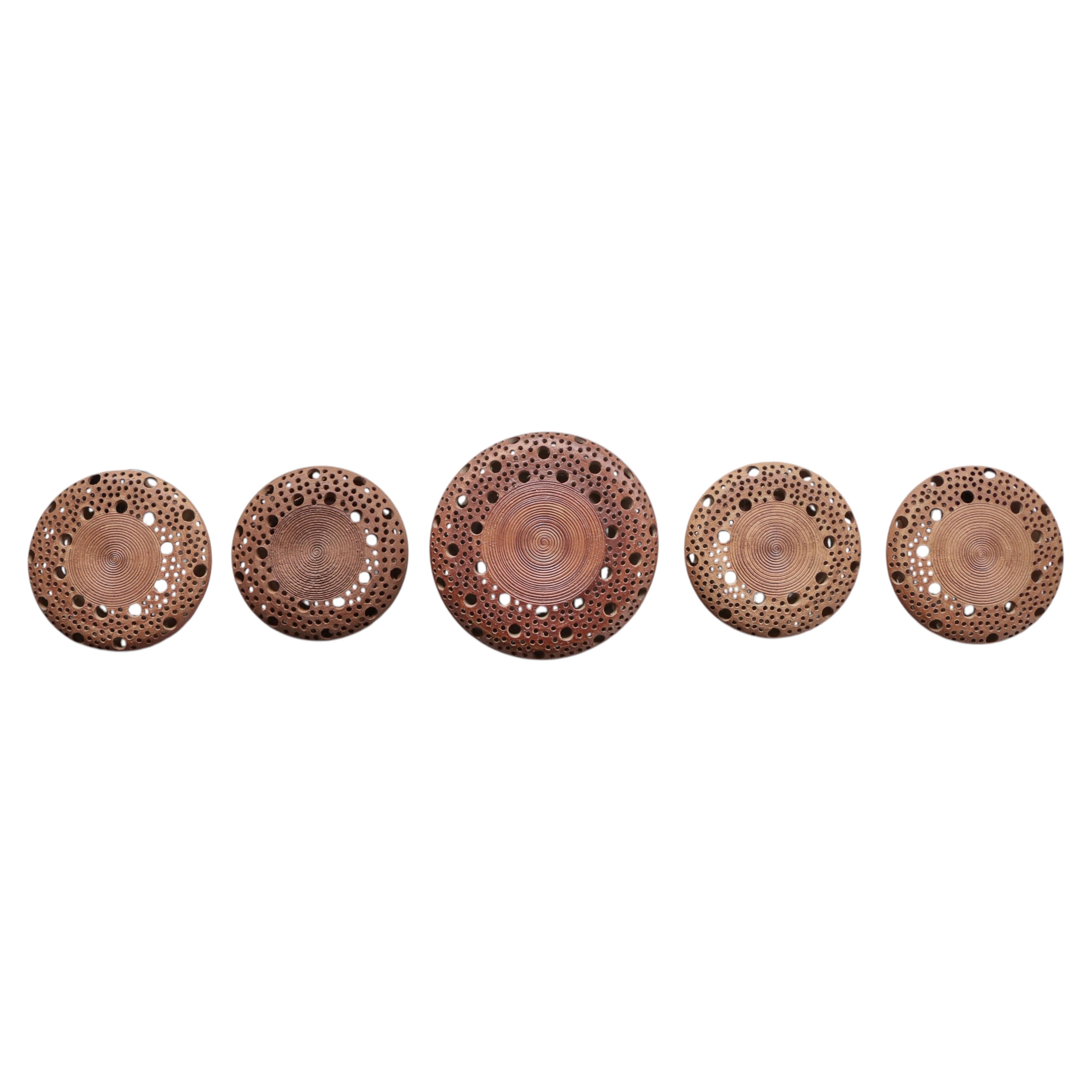 Set of Scandinavian Modern Stoneware Wall Sconces by Per Bovin, Denmark, 1970s For Sale