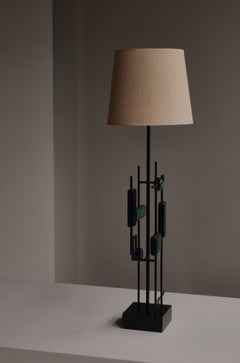 Danish Modern Table Lamp in Glass & Iron by Svend Aage Holm Sørensen, 1960s