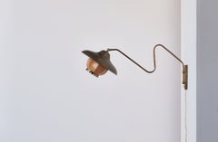 Adjustable Brass Swing Wall Lamp Attributed Bent Karlby for LYFA, Denmark, 1940s