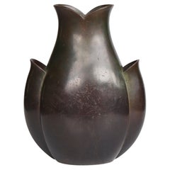 Just Andersen Art-Déco-Vase aus patinierter Bronze, Modell B1761, Dänemark, 1935