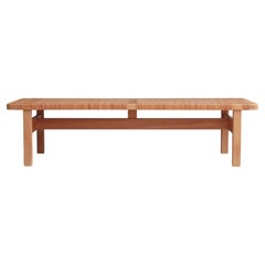 Grande table d'appoint ou banc Borge Mogensen en Oak Oak et rotin, années 1960, Danemark
