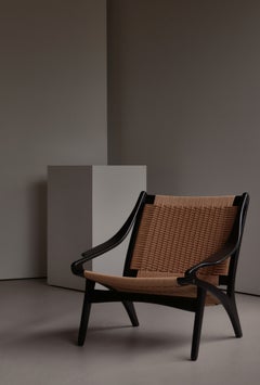 Danish Modern Black Lacquered Beech and Lounge Chair by Illum Wikkelsø, 1955