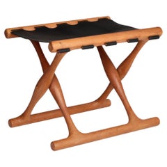 Danish Modern "Gold Hill" Stool in Oak and Black Leather by Poul Hundevad, 1960