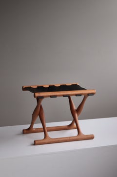 Danish Modern "Gold Hill" Stool in Oak and Black Leather by Poul Hundevad, 1960